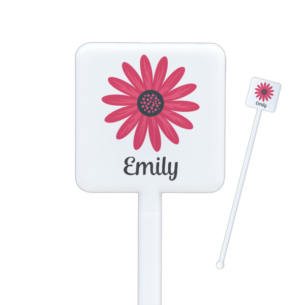 Custom Daisies Square Plastic Stir Sticks - Double Sided (Personalized)