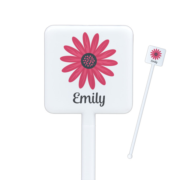 Custom Daisies Square Plastic Stir Sticks (Personalized)