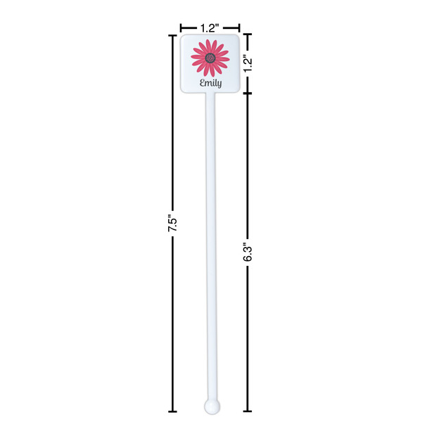 Daisies White Plastic Stir Stick - Square - Dimensions