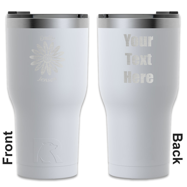 Custom Daisies RTIC Tumbler - White - Engraved Front & Back (Personalized)