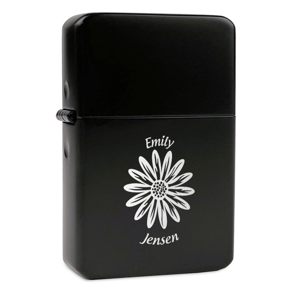 Custom Daisies Windproof Lighter - Black - Double Sided (Personalized)