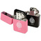 Daisies Windproof Lighters - Black & Pink - Open