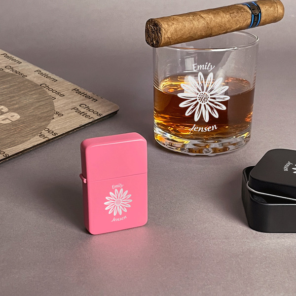 Daisies Windproof Lighters - Pink - In Context