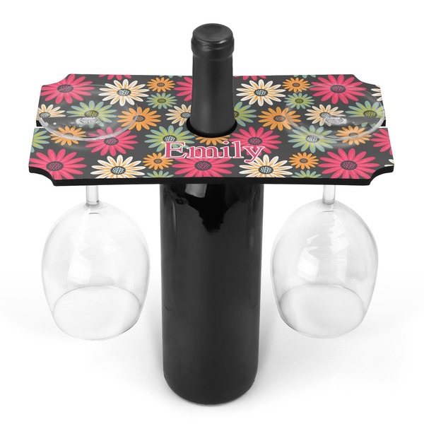 Custom Daisies Wine Bottle & Glass Holder (Personalized)