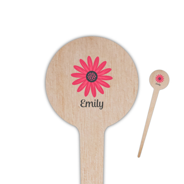 Custom Daisies 4" Round Wooden Food Picks - Double Sided (Personalized)