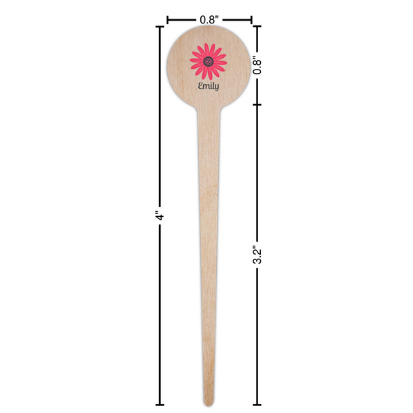 Daisies Wooden 4" Food Pick - Round - Dimensions