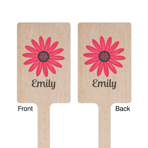 Daisies Wooden 6.25" Stir Stick - Rectangular - Double Sided - Front & Back