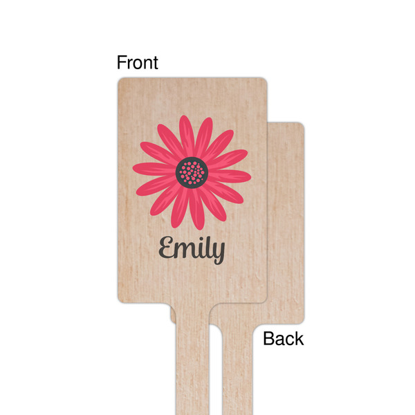 Daisies Wooden 6.25" Stir Stick - Rectangular - Single - Front & Back