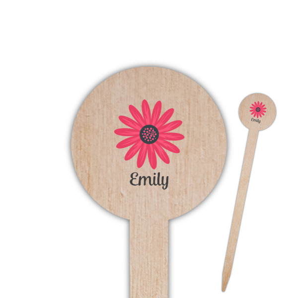 Custom Daisies Round Wooden Food Picks (Personalized)