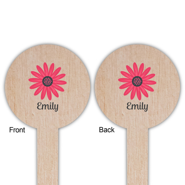 Daisies Wooden 6" Food Pick - Round - Double Sided - Front & Back