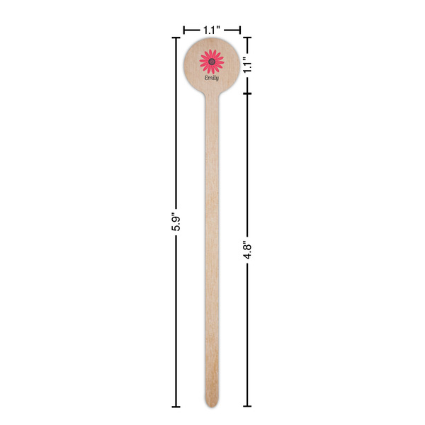 Daisies Wooden 6" Stir Stick - Round - Dimensions