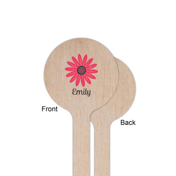 Daisies Wooden 6" Stir Stick - Round - Single Sided - Front & Back