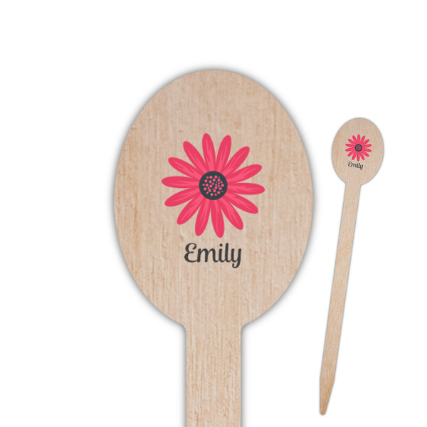 Custom Daisies Oval Wooden Food Picks (Personalized)