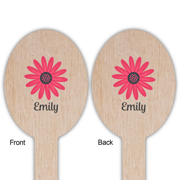Daisies Wooden Food Pick - Oval - Double Sided - Front & Back