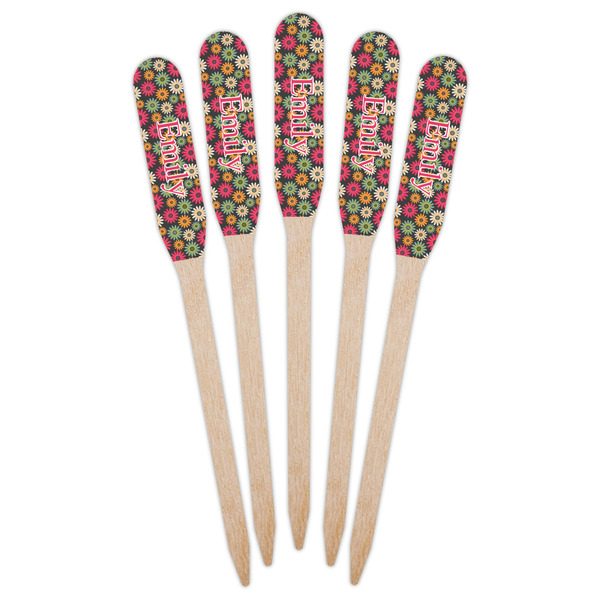 Daisies Wooden Food Pick - Paddle - Fan View