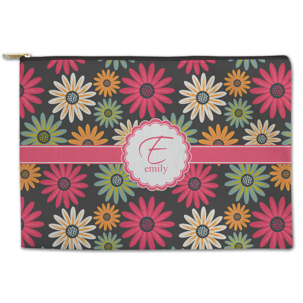 Custom Daisies Zipper Pouch - Large - 12.5"x8.5" (Personalized)