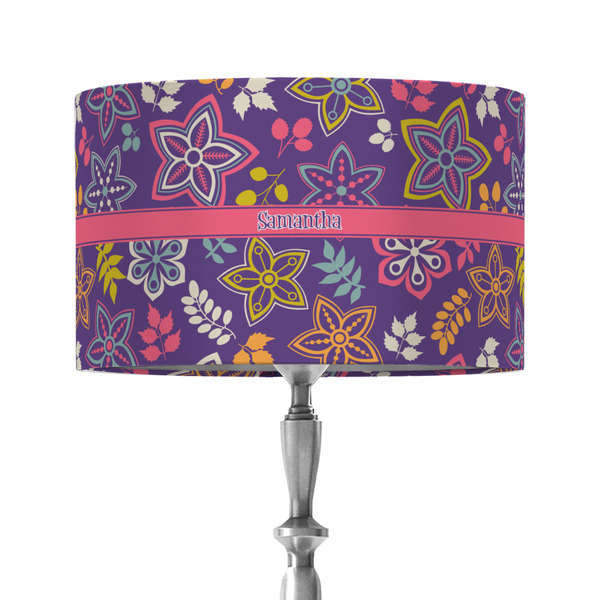 Simple Floral 12" Drum Lampshade - ON STAND (Fabric)