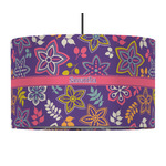 Simple Floral 12" Drum Pendant Lamp - Fabric (Personalized)