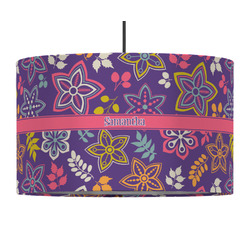 Simple Floral 12" Drum Pendant Lamp - Fabric (Personalized)