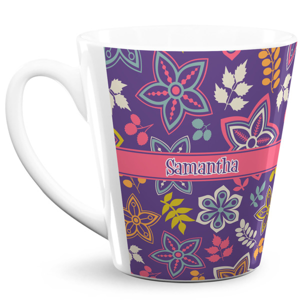 Custom Simple Floral 12 Oz Latte Mug (Personalized)