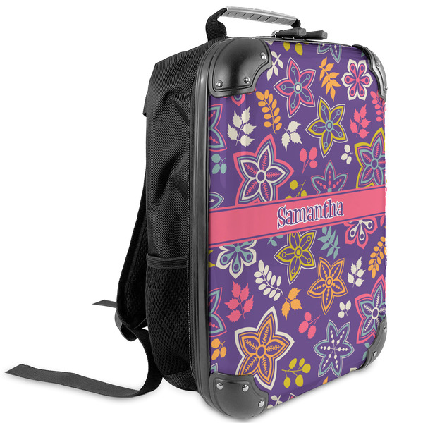 Custom Simple Floral Kids Hard Shell Backpack (Personalized)
