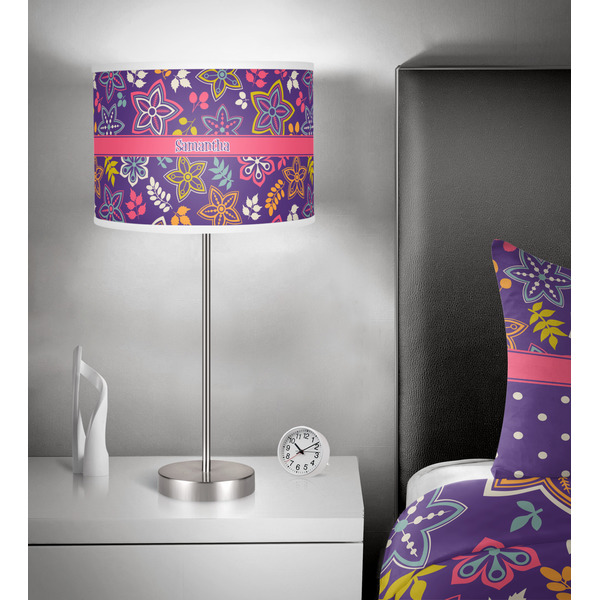 Simple Floral 13 inch drum lamp shade - in room