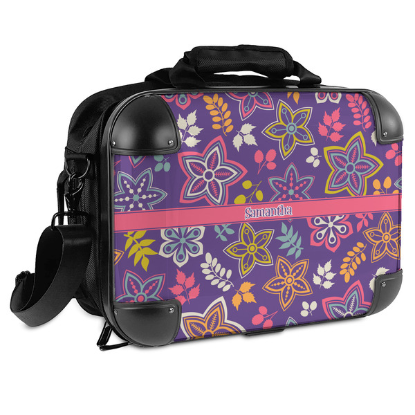 Custom Simple Floral Hard Shell Briefcase (Personalized)