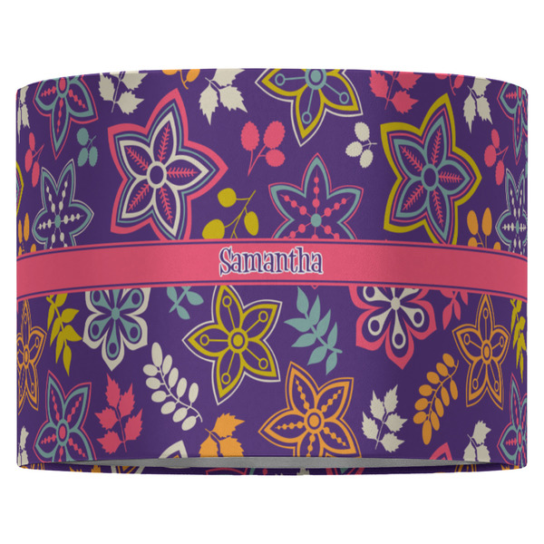Simple Floral 16" Drum Lampshade - FRONT (Fabric)