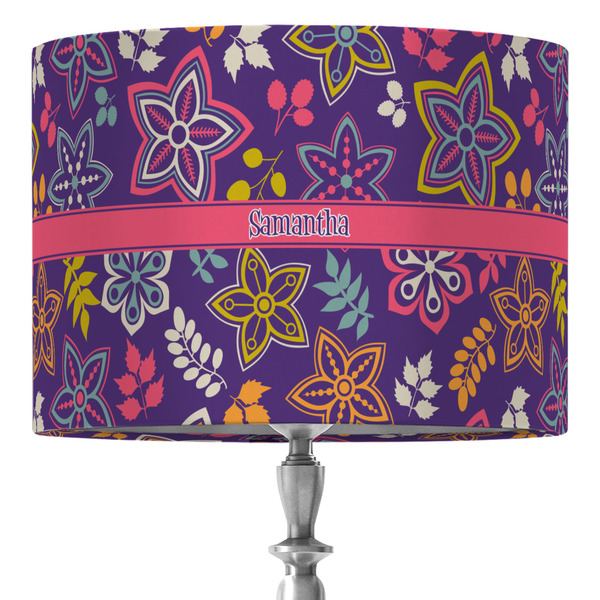 Custom Simple Floral 16" Drum Lamp Shade - Fabric (Personalized)