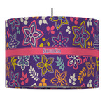 Simple Floral 16" Drum Pendant Lamp - Fabric (Personalized)