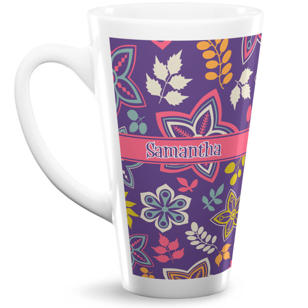 Custom Simple Floral 16 Oz Latte Mug (Personalized)