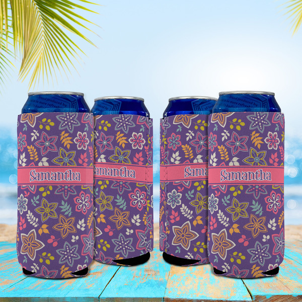 Simple Floral 16oz Can Sleeve - Set of 4 - LIFESTYLE
