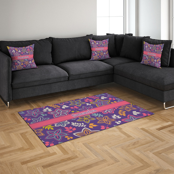 Simple Floral 4'x6' Indoor Area Rugs - IN CONTEXT