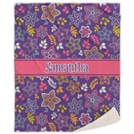Simple Floral Sherpa Throw Blanket (Personalized)