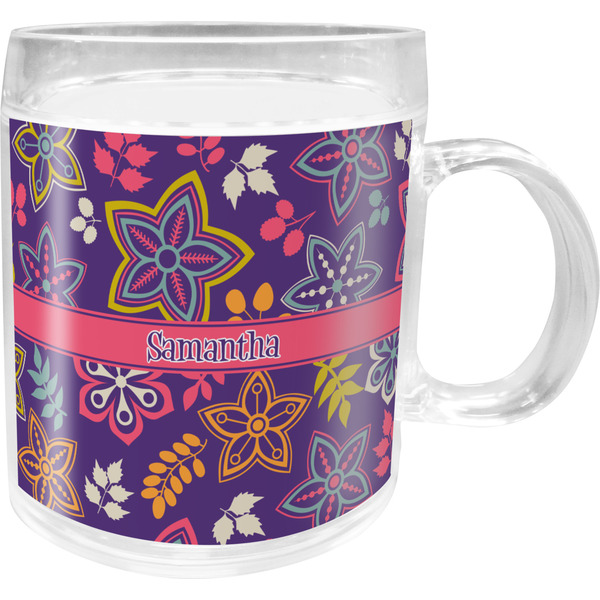 Custom Simple Floral Acrylic Kids Mug (Personalized)