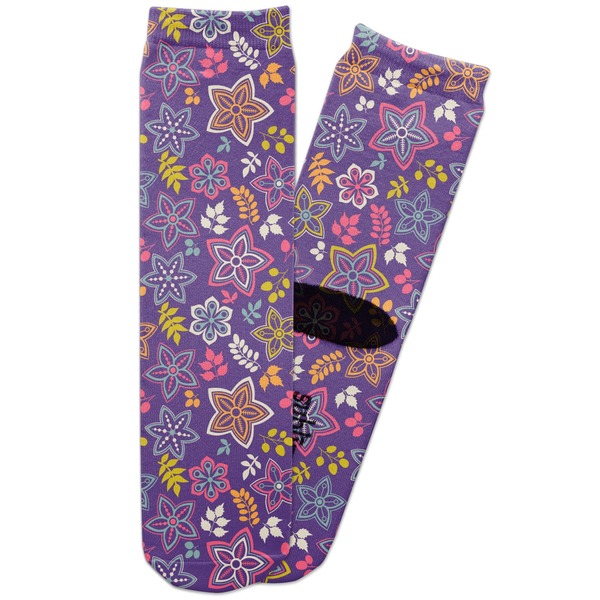 Custom Simple Floral Adult Crew Socks