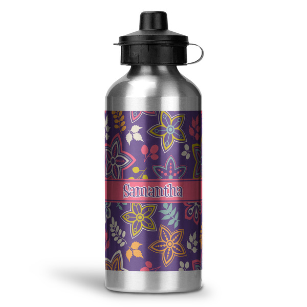 Custom Simple Floral Water Bottle - Aluminum - 20 oz (Personalized)