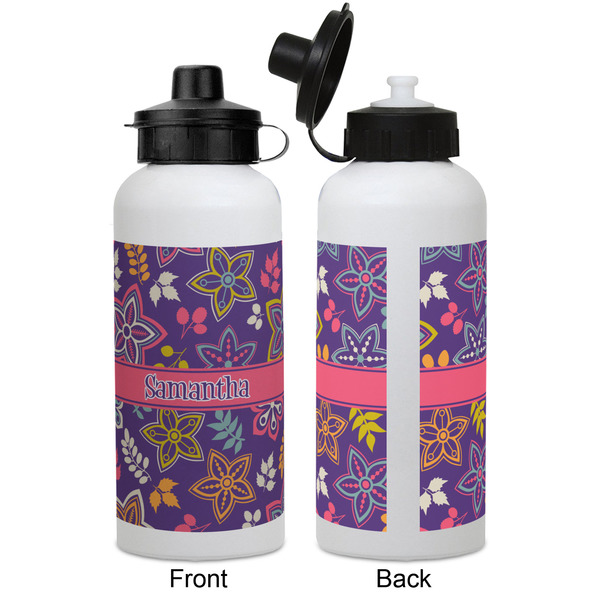 Simple Floral Aluminum Water Bottle - White APPROVAL