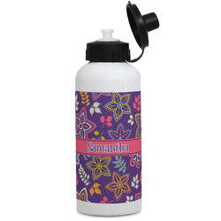 Simple Floral Water Bottles - Aluminum - 20 oz - White (Personalized)