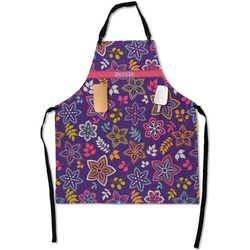 Simple Floral Apron With Pockets w/ Name or Text
