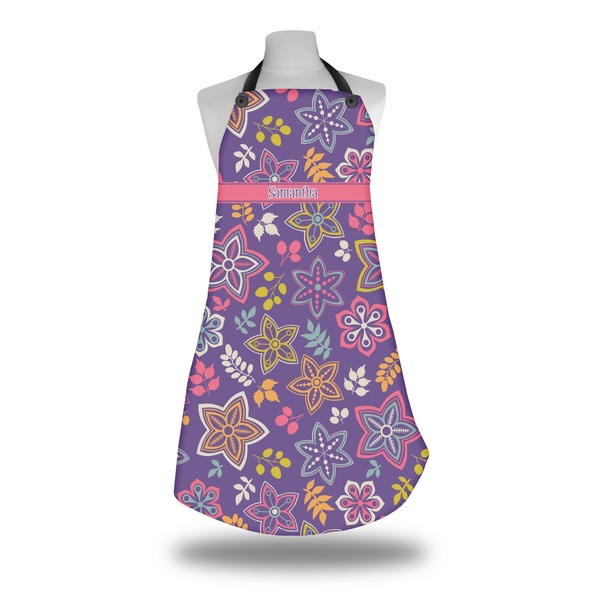 Custom Simple Floral Apron w/ Name or Text