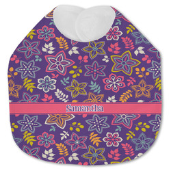 Simple Floral Jersey Knit Baby Bib w/ Name or Text