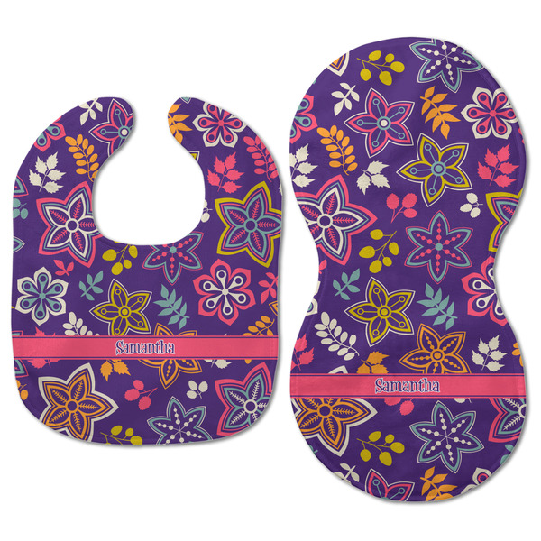 Simple Floral Baby Bib & Burp Set - Approval (new bib & burp)