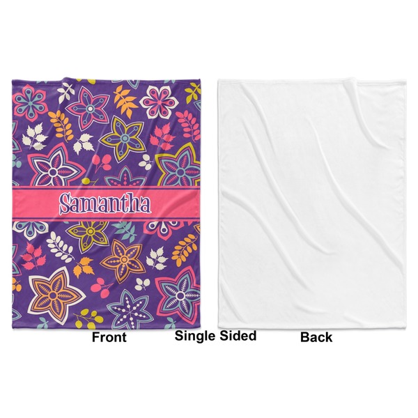 Simple Floral Baby Blanket (Single Side - Printed Front, White Back)