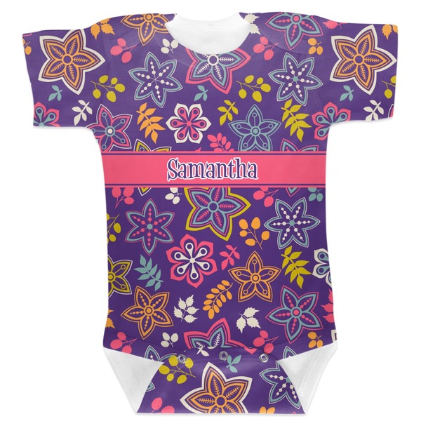 Custom Simple Floral Baby Bodysuit 0-3 (Personalized)