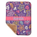 Simple Floral Sherpa Baby Blanket - 30" x 40" w/ Name or Text