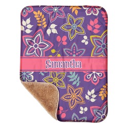 Simple Floral Sherpa Baby Blanket - 30" x 40" w/ Name or Text