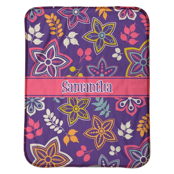 Simple Floral Baby Sherpa Blanket - Flat