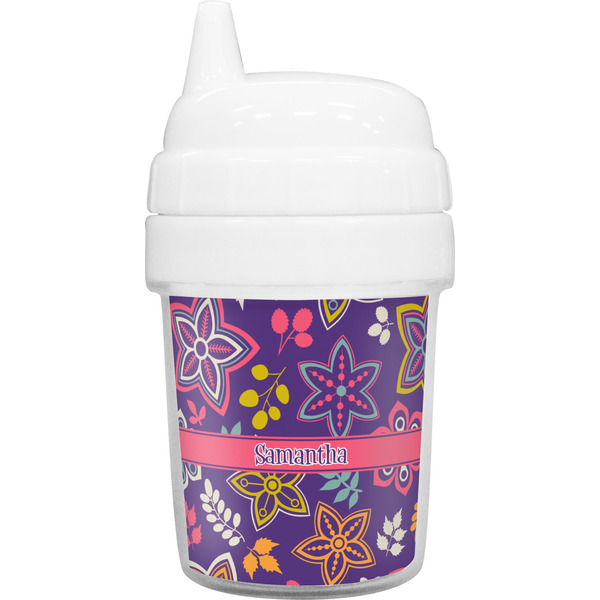 Custom Simple Floral Baby Sippy Cup (Personalized)