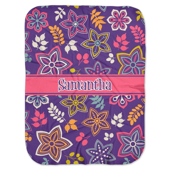 Custom Simple Floral Baby Swaddling Blanket (Personalized)